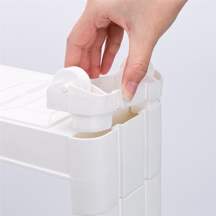 4-layer Storage Shelf Thick Space Saving Storage Organizer Movable Tower Rack without Top Cap Cover - White-9
