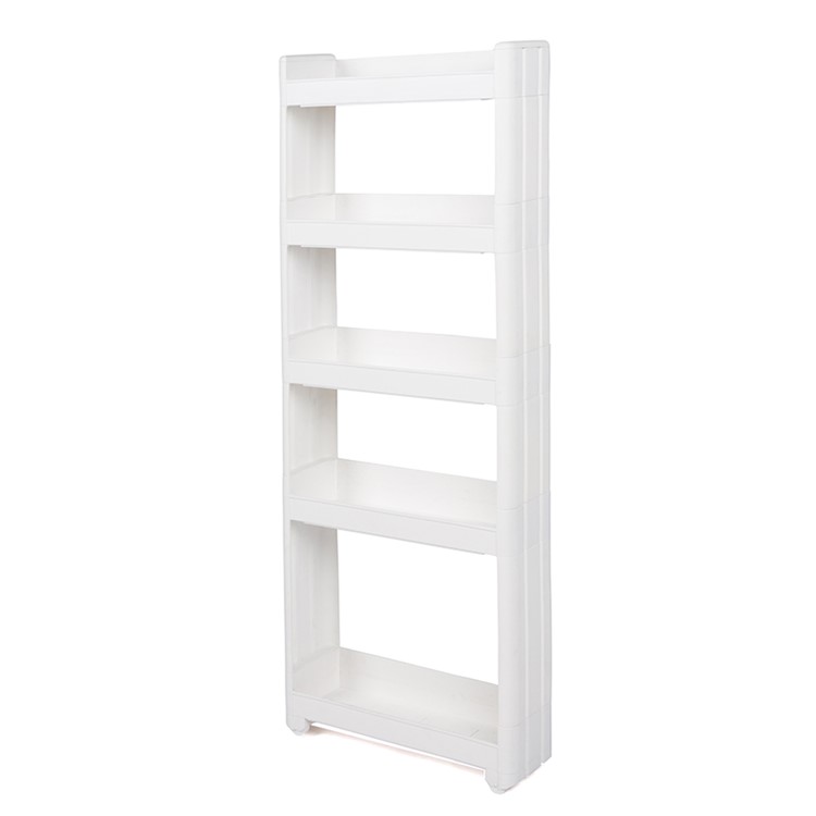 Thick Space Saving Storage Organizer Movable 5-layer Tower Rack without Top Cap Cover - White-1