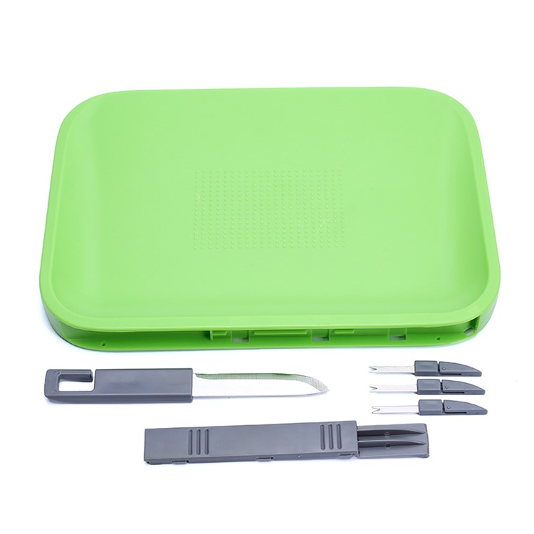 Multi-functional Chopping Block Cutting Board Mats Set with One Knife and Three Forks-14