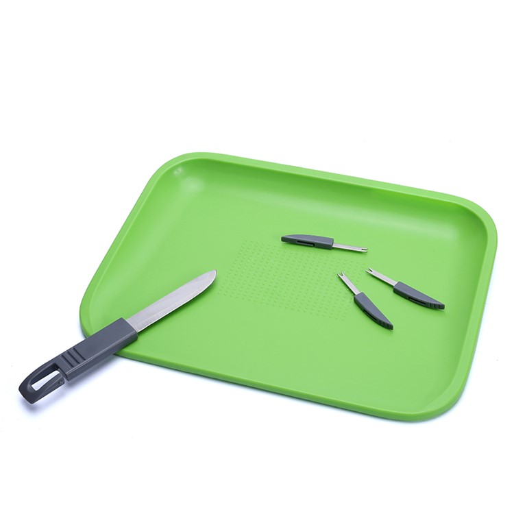 Multi-functional Chopping Block Cutting Board Mats Set with One Knife and Three Forks-15