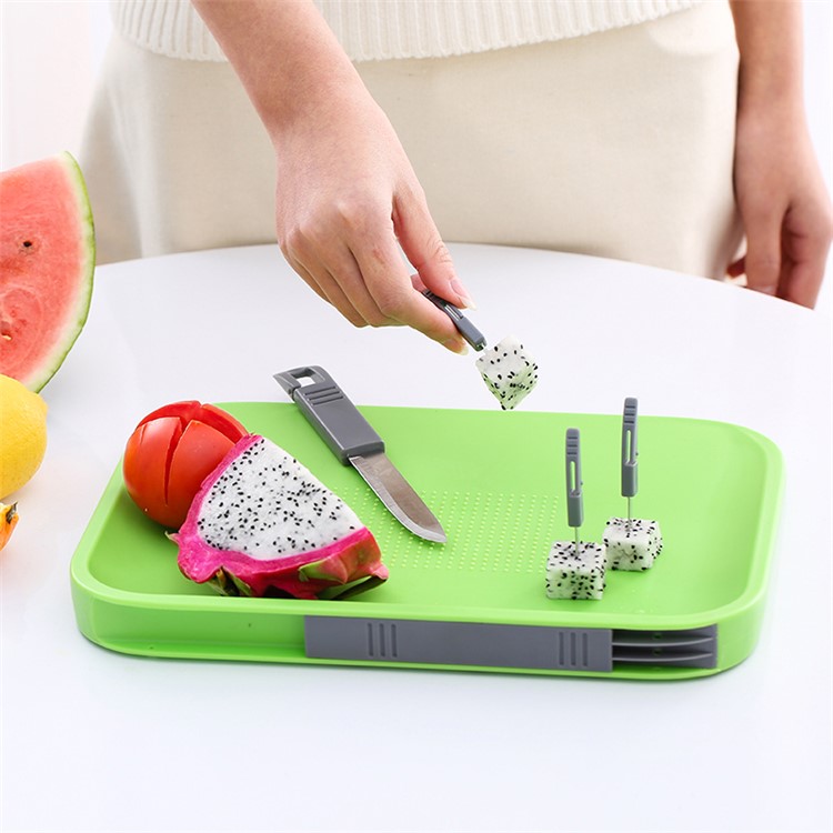 Multi-functional Chopping Block Cutting Board Mats Set with One Knife and Three Forks-16