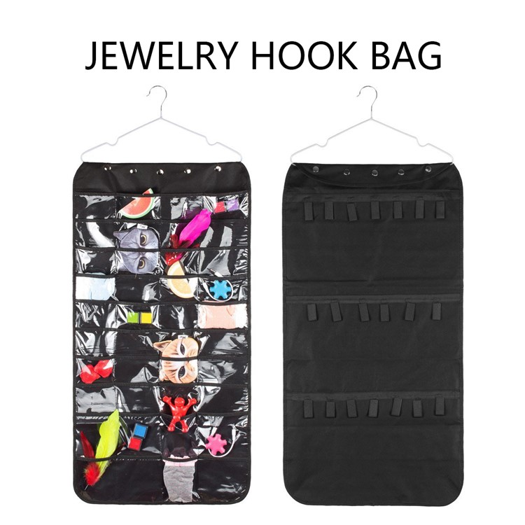 80G Double-faced Non-woven Jewellery Storage Hanging Bag for Necklaces, Rings, Drop Earrings, Bracelet etc. - Black-1