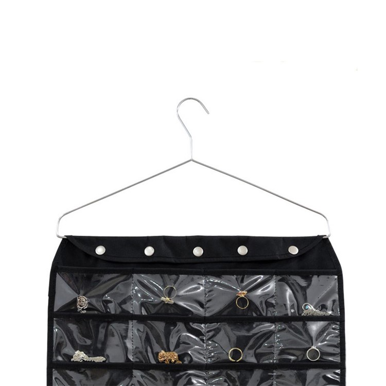 80G Double-faced Non-woven Jewellery Storage Hanging Bag for Necklaces, Rings, Drop Earrings, Bracelet etc. - Black-4