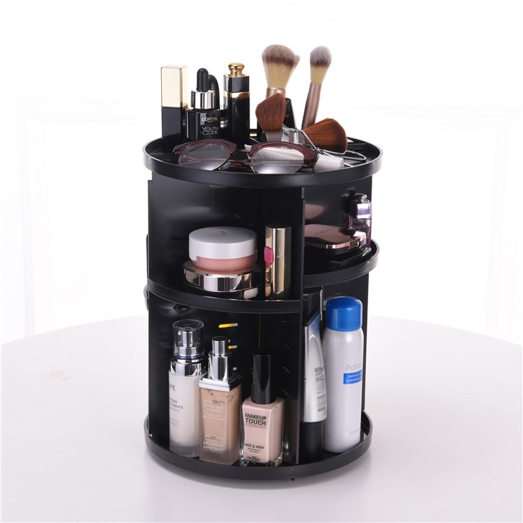 360 Rotating Makeup Organizer DIY Detachable Spinning Makeup Holder - Black-2