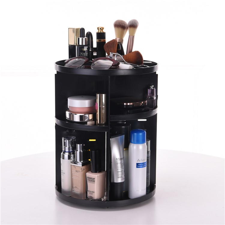 360 Rotating Makeup Organizer DIY Detachable Spinning Makeup Holder - Black-4