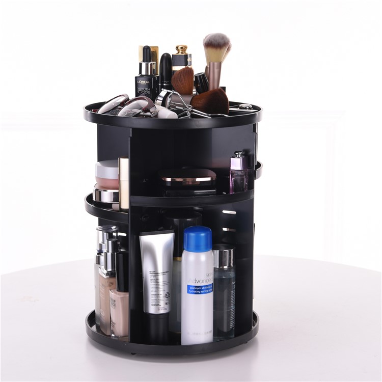 360 Rotating Makeup Organizer DIY Detachable Spinning Makeup Holder - Black-5