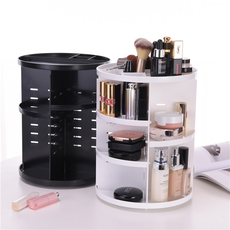 360 Rotating Makeup Organizer DIY Detachable Spinning Makeup Holder - Black-8