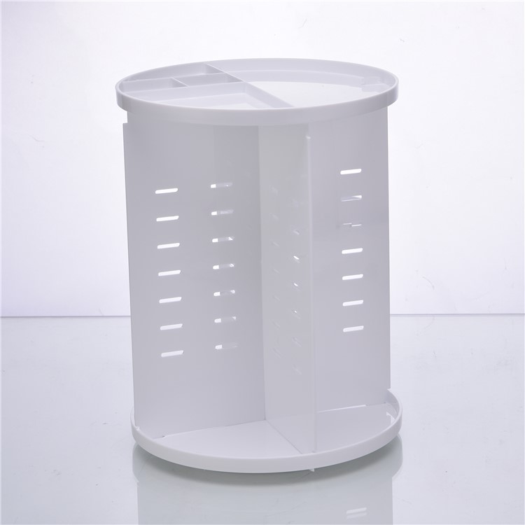 360 Rotating Large Capacity Makeup Holder Cosmetics Organizer Box - White-12