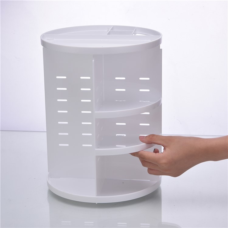 360 Rotating Large Capacity Makeup Holder Cosmetics Organizer Box - White-13