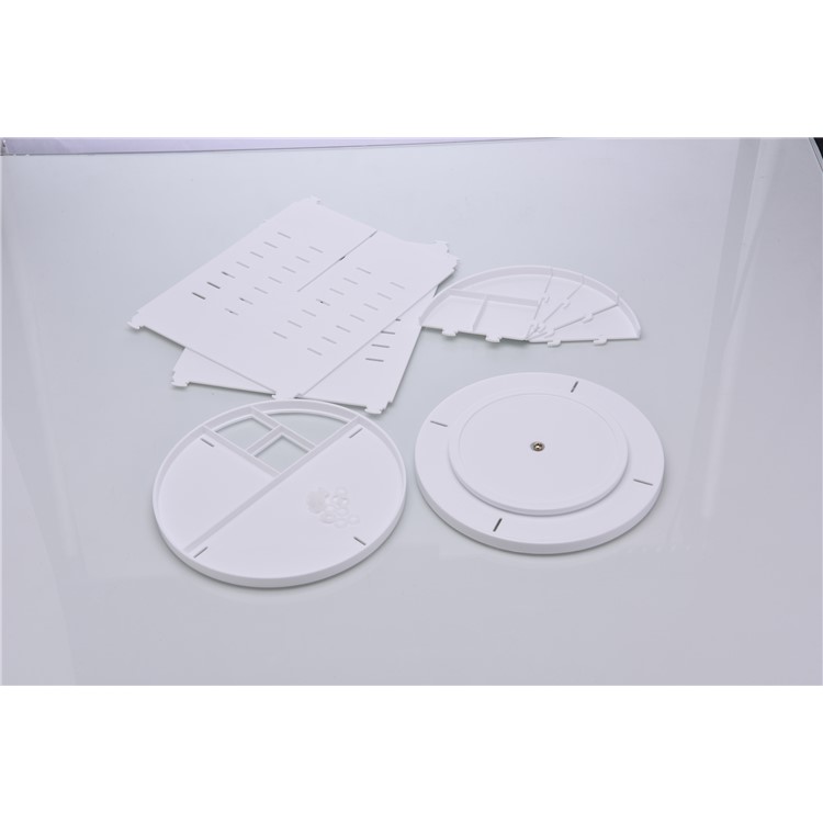 360 Rotating Large Capacity Makeup Holder Cosmetics Organizer Box - White-15