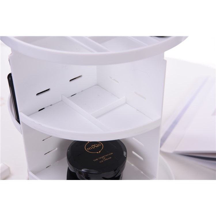 360 Rotating Large Capacity Makeup Holder Cosmetics Organizer Box - White-5