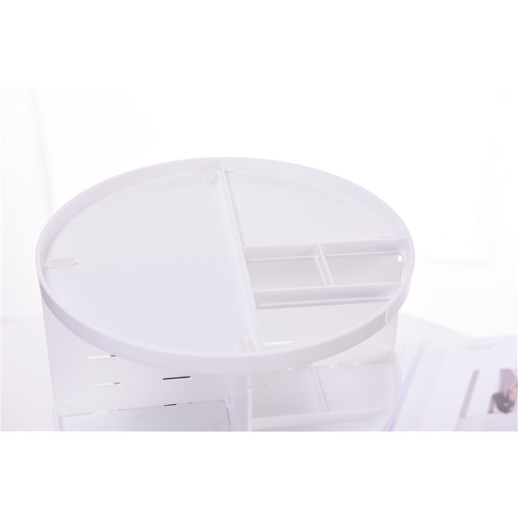 360 Rotating Large Capacity Makeup Holder Cosmetics Organizer Box - White-6