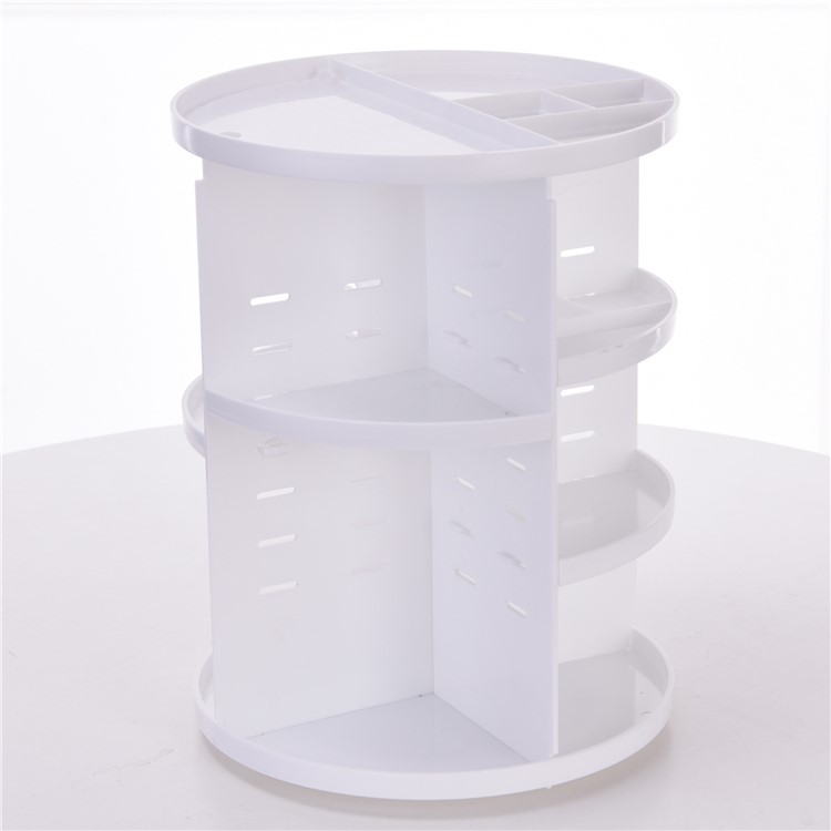 360 Rotating Large Capacity Makeup Holder Cosmetics Organizer Box - White-8
