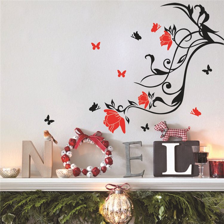 Butterflies and Vine Home Wall Decor Decals Sticker, Size: 86 x 63cm-2