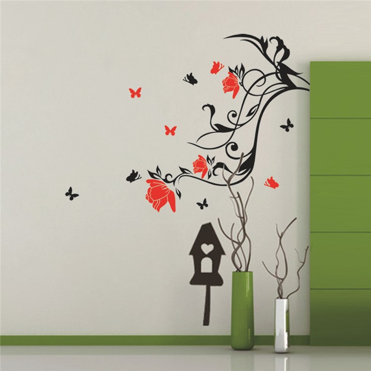Butterflies and Vine Home Wall Decor Decals Sticker, Size: 86 x 63cm-3