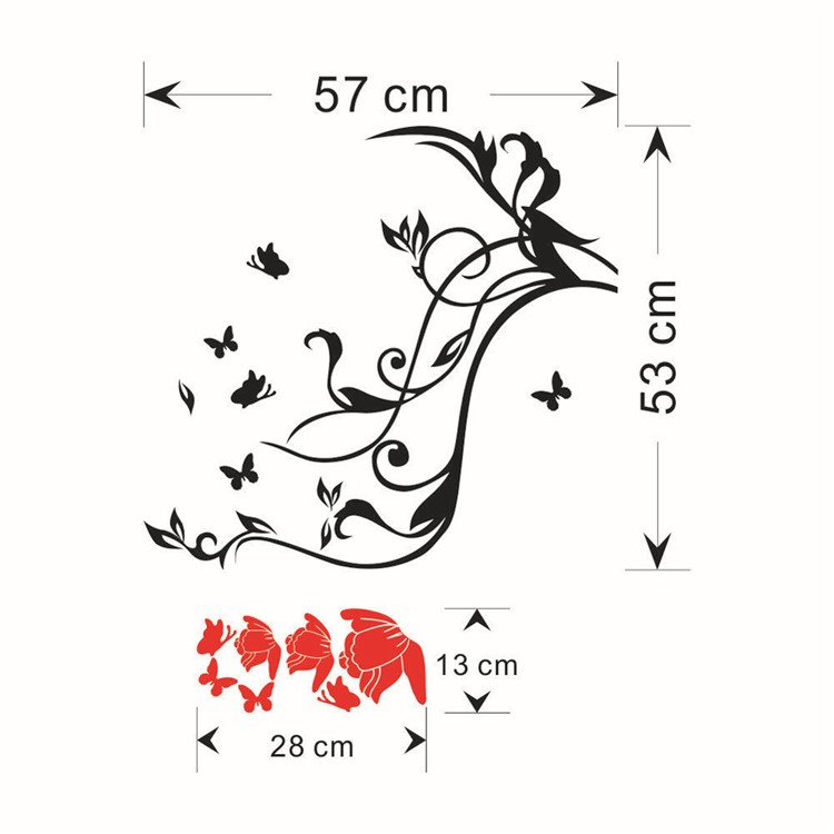 Butterflies and Vine Home Wall Decor Decals Sticker, Size: 86 x 63cm-5