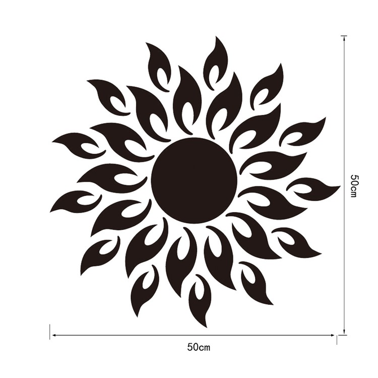 Sun Sunshine Round Mirror Removable DIY Acrylic 3D Wall Sticker for Bedroom - Silver Color-3