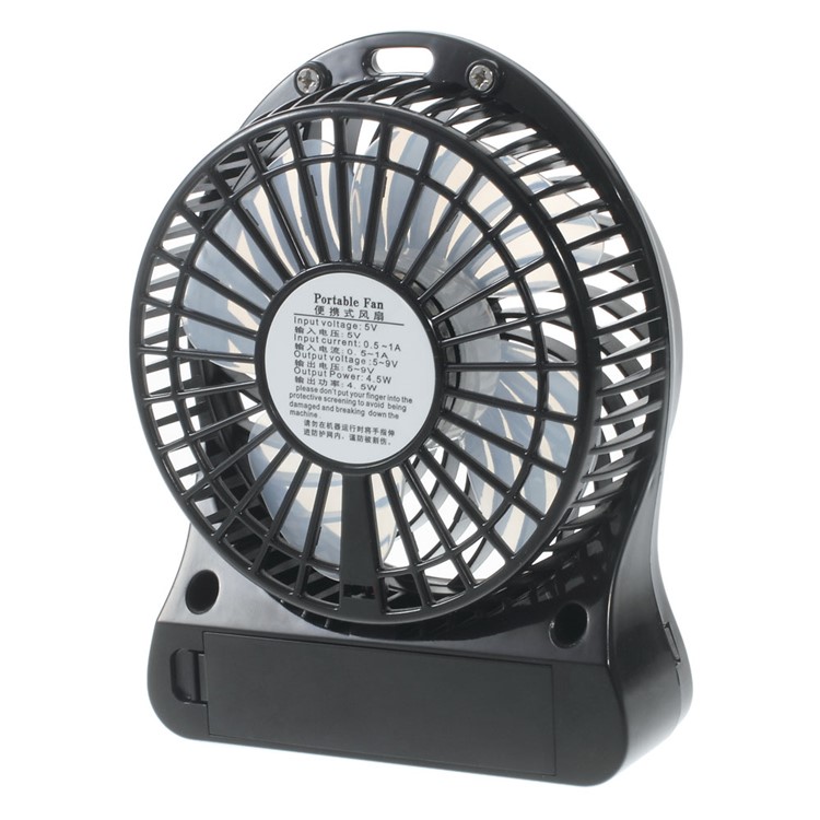 F95B Portable Mini USB 4-Blade 3-Mode Fan with 18650 Battery and LED Light - Black-2