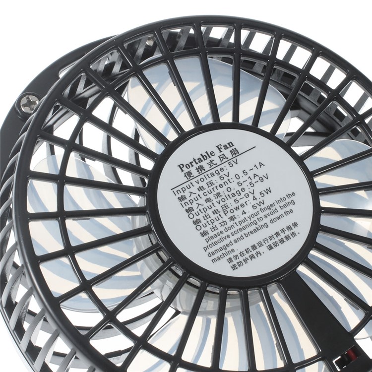 F95B Portable Mini USB 4-Blade 3-Mode Fan with 18650 Battery and LED Light - Black-3
