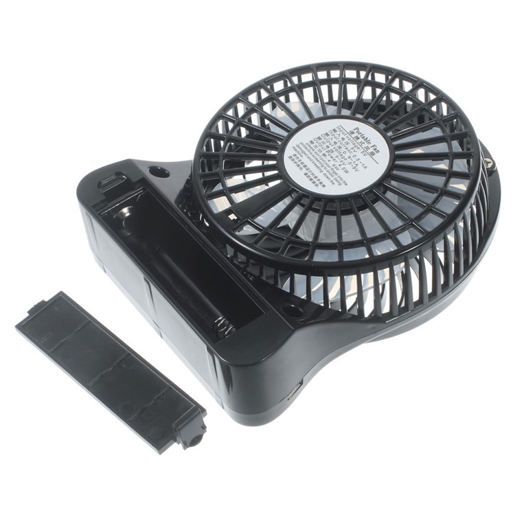 F95B Portable Mini USB 4-Blade 3-Mode Fan with 18650 Battery and LED Light - Black-6