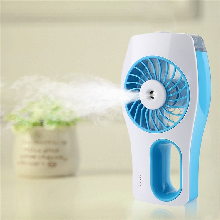 Handheld USB Mini Fan Humidifier Built-in 2000mAh 18650 Rechargeable Battery - Blue-1
