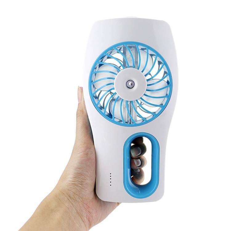 Handheld USB Mini Fan Humidifier Built-in 2000mAh 18650 Rechargeable Battery - Blue-3
