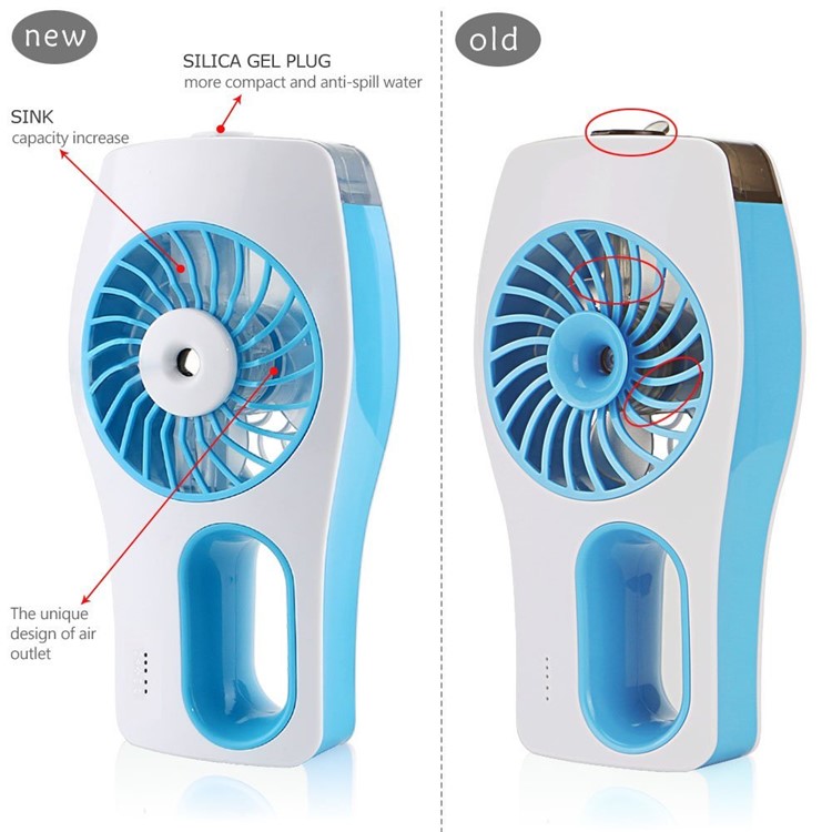 Handheld USB Mini Fan Humidifier Built-in 2000mAh 18650 Rechargeable Battery - Blue-7