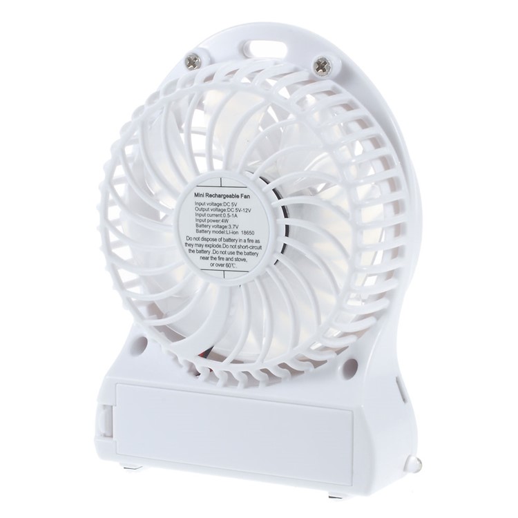 F95 Mini Portable 3 Speeds 7 Vanes Desktop USB Fan with LED Light - White-2