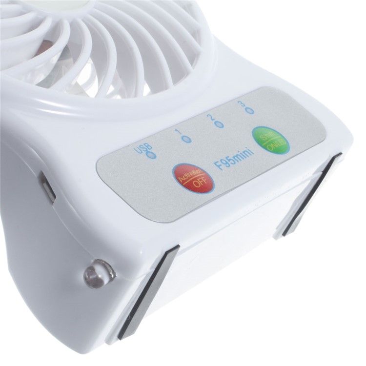 F95 Mini Portable 3 Speeds 7 Vanes Desktop USB Fan with LED Light - White-4
