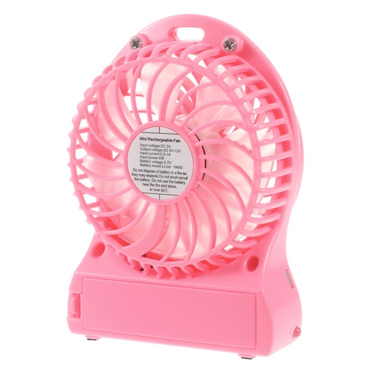 F95 Mini Portable 3 Speeds 7 Vanes Desktop USB Fan with LED Light - Pink-2