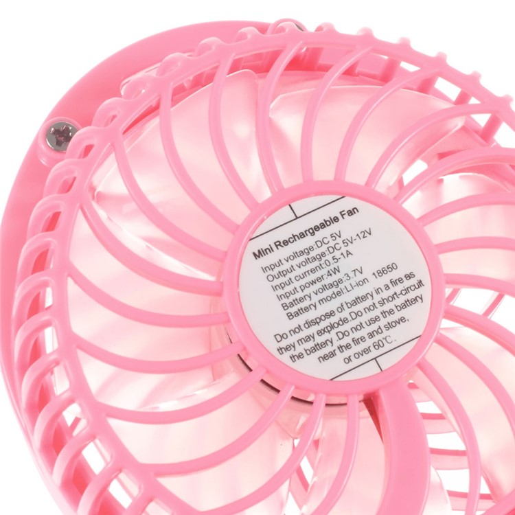 F95 Mini Portable 3 Speeds 7 Vanes Desktop USB Fan with LED Light - Pink-3