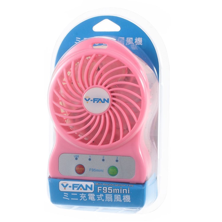 F95 Mini Portable 3 Speeds 7 Vanes Desktop USB Fan with LED Light - Pink-8