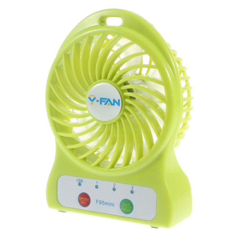 F95 Mini Portable 3 Speeds 7 Vanes Desktop USB Fan with LED Light - Green-1