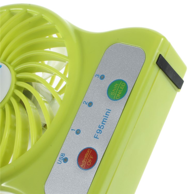 F95 Mini Portable 3 Speeds 7 Vanes Desktop USB Fan with LED Light - Green-4
