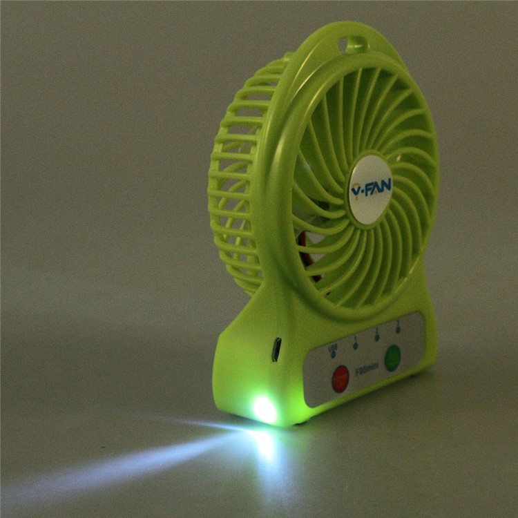 F95 Mini Portable 3 Speeds 7 Vanes Desktop USB Fan with LED Light - Green-7