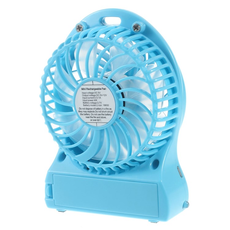 F95 Mini Portable 3 Speeds 7 Vanes Desktop USB Fan with LED Light - Blue-2