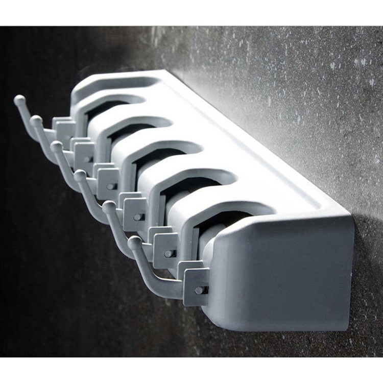 Mop Broom Holder Hooks Wall Rack Storage Mounted Organizer (5 Slots and 6 Hooks)