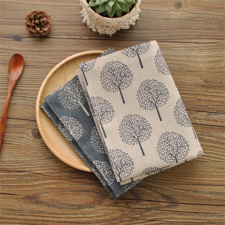 Tree Pattern Cotton Double Sides Basic Everyday Meal Napkin - Beige-2
