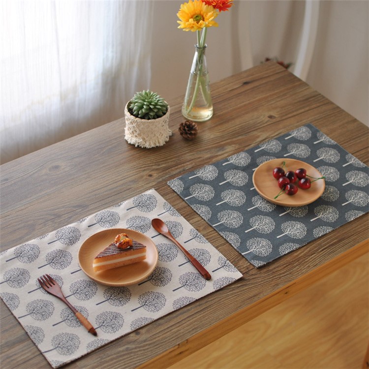 Tree Pattern Cotton Double Sides Basic Everyday Meal Napkin - Beige-3