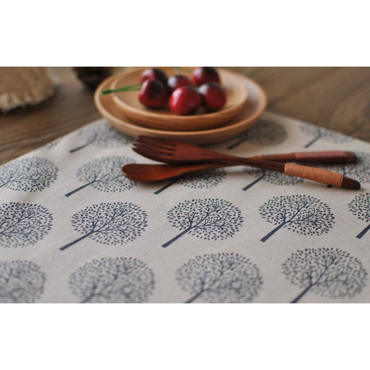 Tree Pattern Cotton Double Sides Basic Everyday Meal Napkin - Beige-5