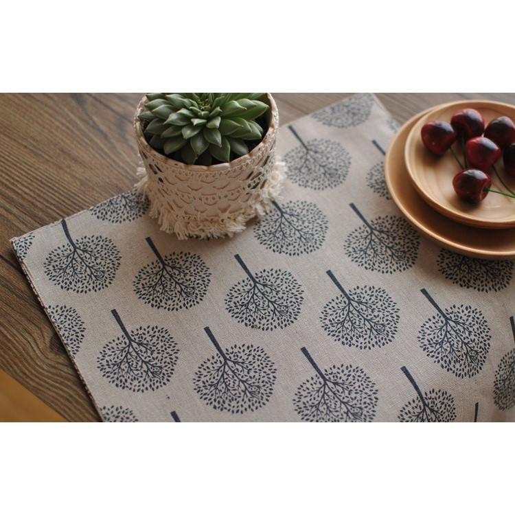 Tree Pattern Cotton Double Sides Basic Everyday Meal Napkin - Beige-6