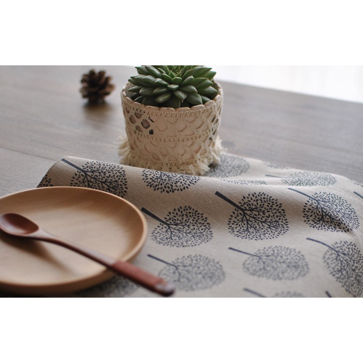 Tree Pattern Cotton Double Sides Basic Everyday Meal Napkin - Beige-7