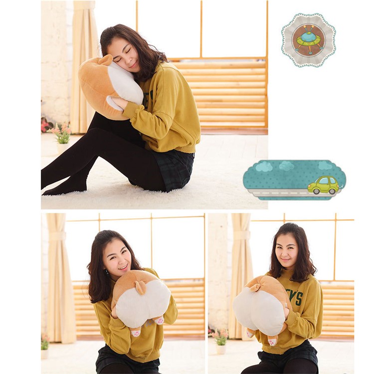 Funny Cute Corgi Butt Pillow Hand Warmer Soft Plush Toy Home Sofa Cushion - Size L-1