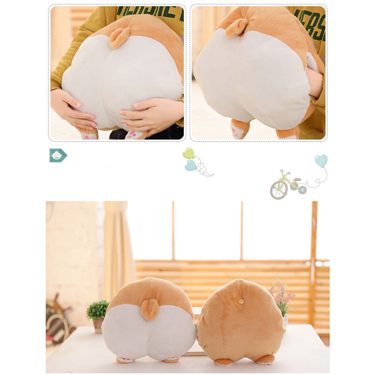 Funny Cute Corgi Butt Pillow Hand Warmer Soft Plush Toy Home Sofa Cushion - Size L-2