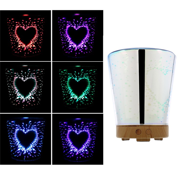 100ml Ultrasonic Essential Oil Diffuser with 3D Effect and 16 LED Night Light Color Changing Lamp - Heart / EU Plug-1