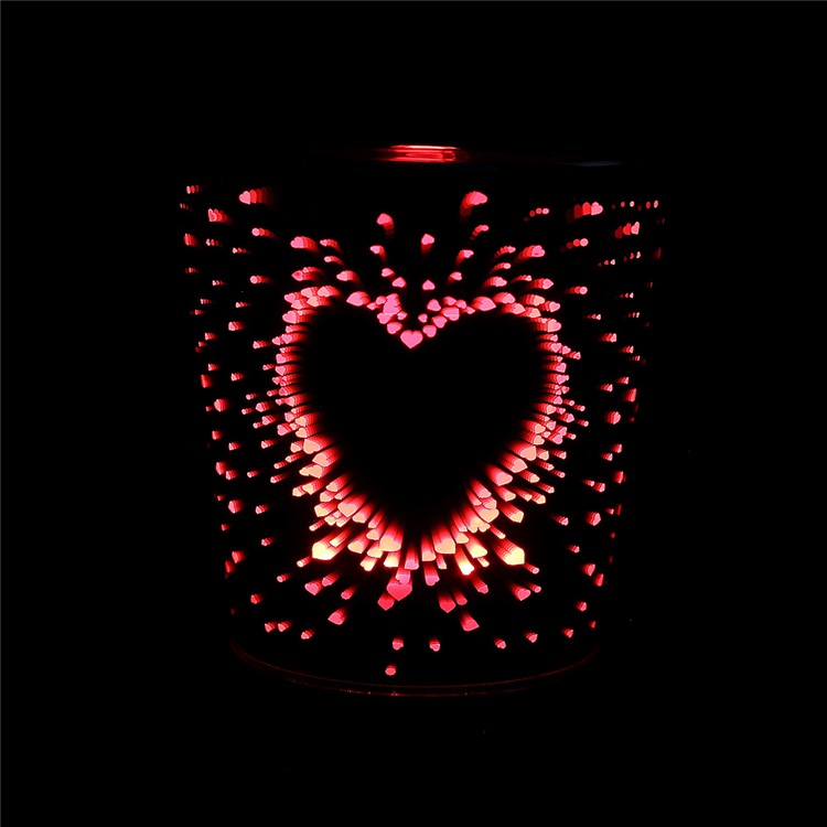 100ml Ultrasonic Essential Oil Diffuser with 3D Effect and 16 LED Night Light Color Changing Lamp - Heart / EU Plug-3