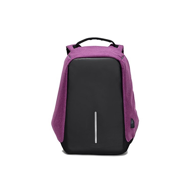 Mochila Portátil Antirrobo Para Computadora Portátil Con Puerto De Carga USB Para Computadora Portátil De 15 Pulgadas - Púrpura-1