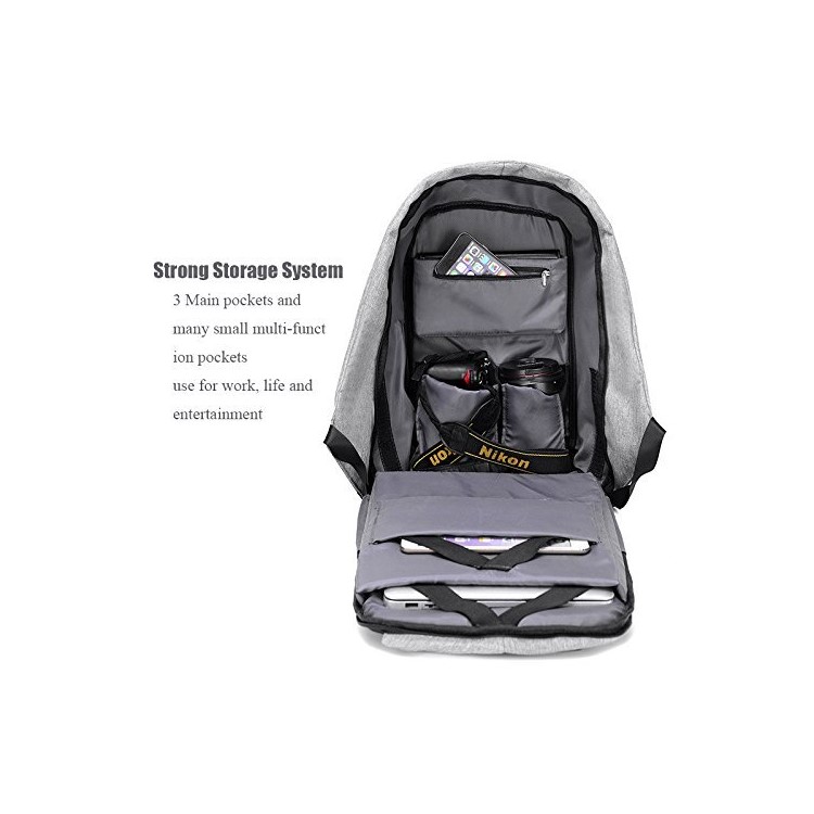 Mochila Portátil Antirrobo Para Computadora Portátil Con Puerto De Carga USB Para Computadora Portátil De 15 Pulgadas - Púrpura-3