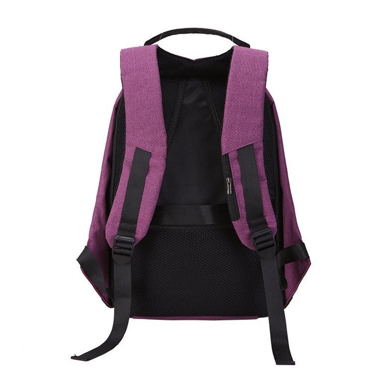 Mochila Portátil Antirrobo Para Computadora Portátil Con Puerto De Carga USB Para Computadora Portátil De 15 Pulgadas - Púrpura-5