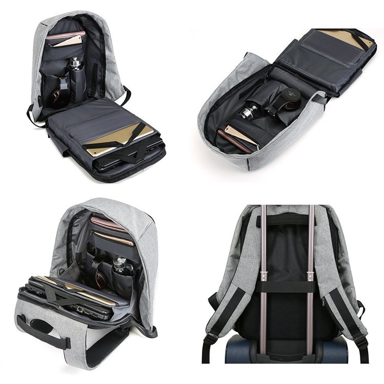 Mochila Portátil Antirrobo Para Computadora Portátil Con Puerto De Carga USB Para Computadora Portátil De 15 Pulgadas - Púrpura-7